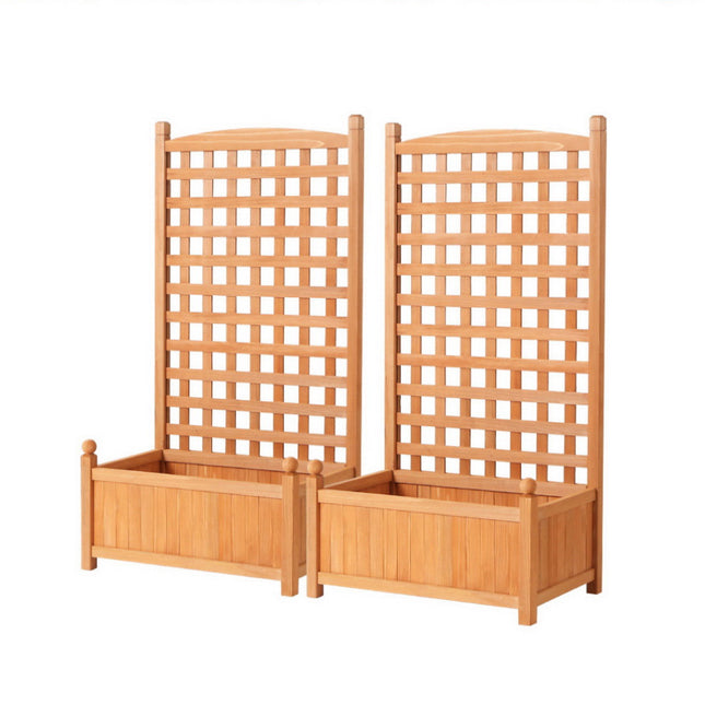 Green Fingers 2X Garden Bed Wooden 64x35x115cm Planter Raised Box Container Trellis.