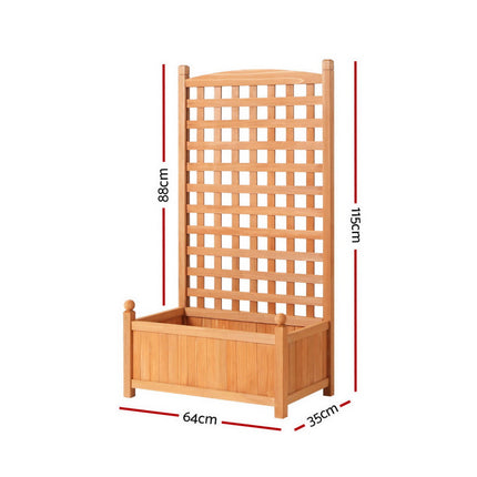 Green Fingers 2X Garden Bed Wooden 64x35x115cm Planter Raised Box Container Trellis.