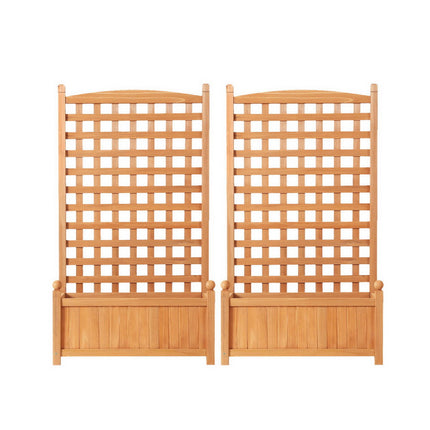 Green Fingers 2X Garden Bed Wooden 64x35x115cm Planter Raised Box Container Trellis.