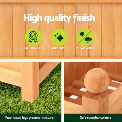 Green Fingers 2X Garden Bed Wooden 64x35x115cm Planter Raised Box Container Trellis.