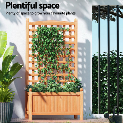 Green Fingers 2X Garden Bed Wooden 64x35x115cm Planter Raised Box Container Trellis.