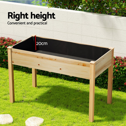Green Fingers Garden Bed Elevated 120x60x80cm Wooden Planter Box Raised Container.
