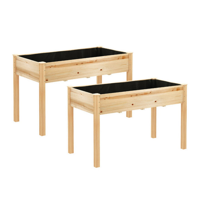 Green Fingers Raised Garden Bed 2x Elevated 120x60x80cm Wooden Planter Box Container.