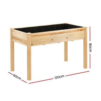 Green Fingers Raised Garden Bed 2x Elevated 120x60x80cm Wooden Planter Box Container.