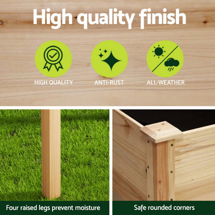 Green Fingers Raised Garden Bed 2x Elevated 120x60x80cm Wooden Planter Box Container.