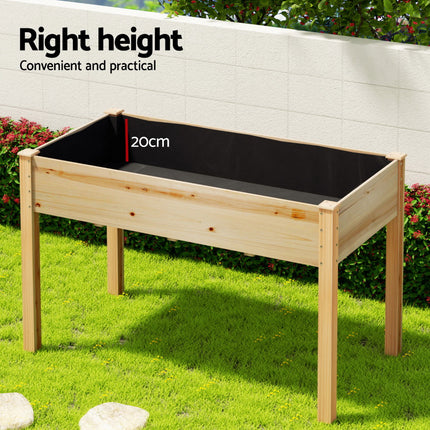 Green Fingers Raised Garden Bed 2x Elevated 120x60x80cm Wooden Planter Box Container.