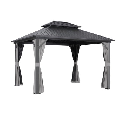 Instahut Gazebo 3x3.65m Canopy Outdoor Steel Frame Patio Tent Curtains Marquee Grey.