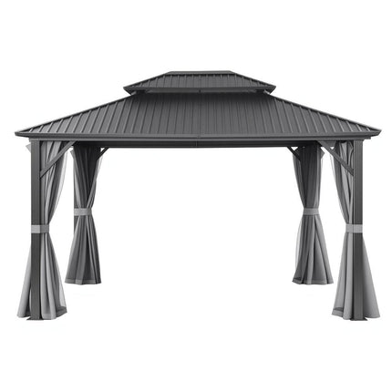 Instahut Gazebo 3x3.65m Canopy Outdoor Steel Frame Patio Tent Curtains Marquee Grey.
