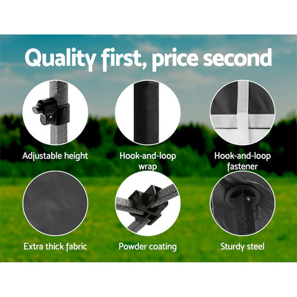 Instahut Gazebo Pop Up Marquee 3x3m Folding Tent Wedding Gazebos 500D Black.