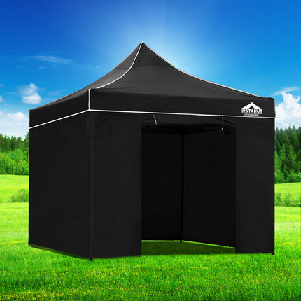 Instahut Gazebo Pop Up Marquee 3x3m Folding Tent Wedding Gazebos 500D Black.