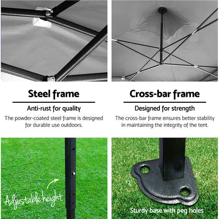 Instahut Gazebo Pop Up Marquee 3x3 Folding Tent Wedding Gazebos 500D Oxford Blue.