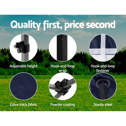 Instahut Gazebo Pop Up Marquee 3x3 Folding Tent Gazebos Camping 500D Oxford Navy.