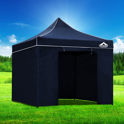 Instahut Gazebo Pop Up Marquee 3x3 Folding Tent Gazebos Camping 500D Oxford Navy.