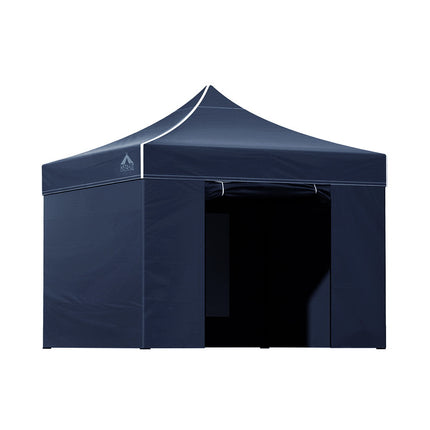 Instahut Gazebo Pop Up Marquee 3x3 Folding Tent Gazebos Camping 500D Oxford Navy.