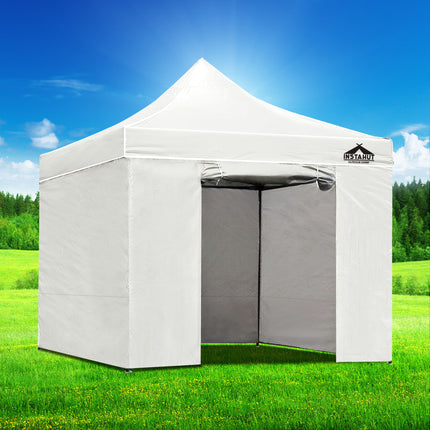 Instahut Gazebo Pop Up Marquee 3x3 Folding Tent Wedding Gazebos 500D White.