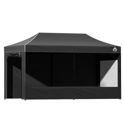 Instahut Gazebo 3x6 Pop Up Marquee Folding Tent Wedding Gazebos Camping Outdoor Shade Canopy Black.