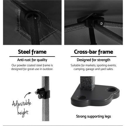 Instahut Gazebo 3x6 Pop Up Marquee Folding Tent Wedding Gazebos Camping Outdoor Shade Canopy Black.