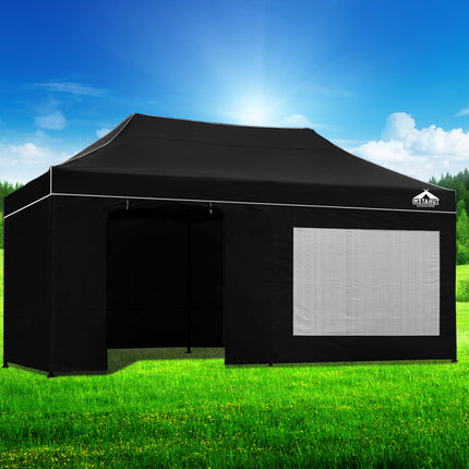Instahut Gazebo 3x6 Pop Up Marquee Folding Tent Wedding Gazebos Camping Outdoor Shade Canopy Black.