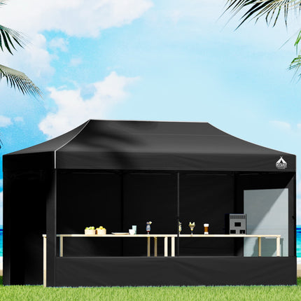 Instahut Gazebo 3x6 Pop Up Marquee Folding Tent Wedding Gazebos Camping Outdoor Shade Canopy Black.