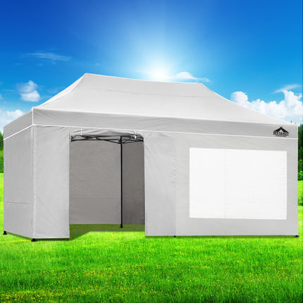 Instahut Gazebo Pop Up Marquee 3x6 Folding Tent Gazebos 500D Oxford Fabric White.