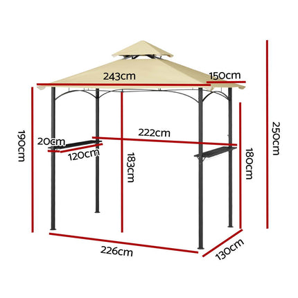 Instahut Gazebo Outdoor Patio Marquee BBQ Grill Shelter Garden Shade Hooks Beige.