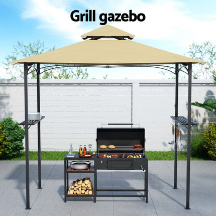 Instahut Gazebo Outdoor Patio Marquee BBQ Grill Shelter Garden Shade Hooks Beige.
