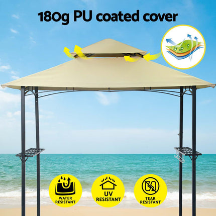 Instahut Gazebo Outdoor Patio Marquee BBQ Grill Shelter Garden Shade Hooks Beige.