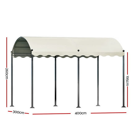 Instahut Gazebo Marquee 4x3m Outdoor Event Wedding Tent Camping Party Shade Iron Art Canopy Beige.