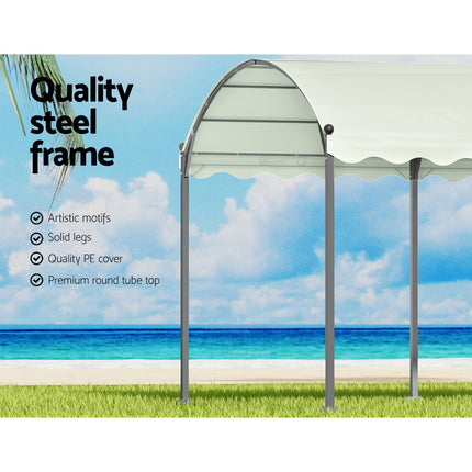 Instahut Gazebo Marquee 4x3m Outdoor Event Wedding Tent Camping Party Shade Iron Art Canopy Beige.