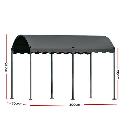 Instahut Gazebo Marquee 4x3m Outdoor Event Wedding Tent Camping Party Shade Iron Art Canopy Grey.