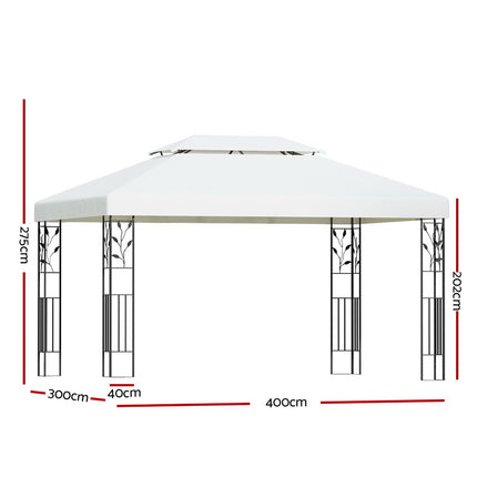 Instahut Gazebo 4x3m Marquee Outdoor Wedding Party Event Tent Home Iron Art Shade White.
