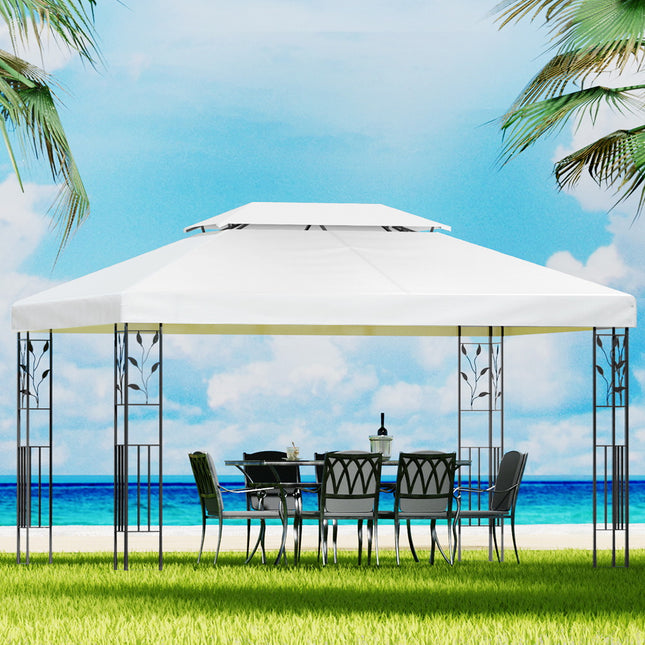 Instahut Gazebo 4x3m Marquee Outdoor Wedding Party Event Tent Home Iron Art Shade White.