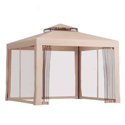 Instahut Gazebo Marquee 3m Outdoor Event Tent Camping Party Mesh Wall Canopy Brown.