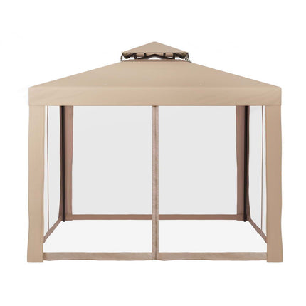 Instahut Gazebo Marquee 3m Outdoor Event Tent Camping Party Mesh Wall Canopy Brown.
