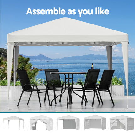 Instahut Gazebo 3x3 Pop Up Marquee Folding Tent Wedding Gazebos Camping Outdoor Canopy White.