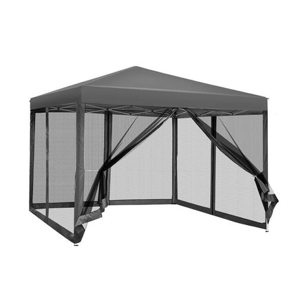 Instahut Gazebo Pop Up Marquee 3x3m Wedding Party Outdoor Camping Tent Canopy Shade Mesh Wall Grey.