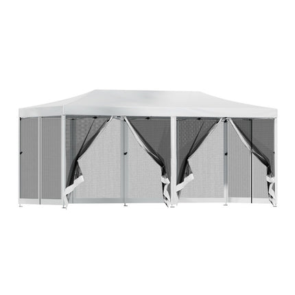Instahut Gazebo Pop Up Marquee 3x6m Wedding Party Outdoor Camping Tent Canopy Shade Mesh Wall White.