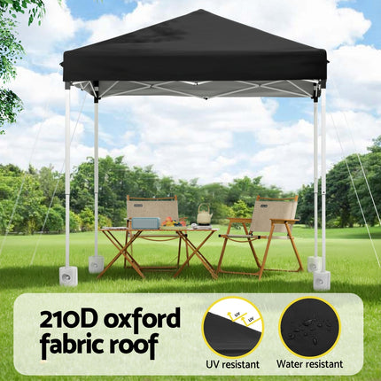 Instahut Gazebo 2x2m Outdoor Patio Garden Marquee Shade w/ Base Pods Black.