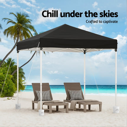 Instahut Gazebo 2x2m Outdoor Patio Garden Marquee Shade w/ Base Pods Black.