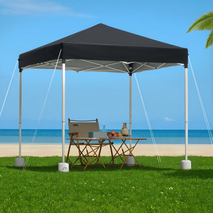 Instahut Gazebo 2x2m Outdoor Patio Garden Marquee Shade w/ Base Pods Black.