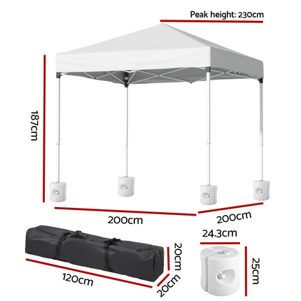 Instahut Gazebo 2x2m Outdoor Patio Garden Marquee Shade w/ Base Pods White.