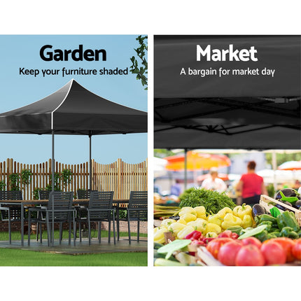 Instahut Gazebo Pop Up Marquee 3x3m Folding Tent Wedding Outdoor Camping Canopy Gazebos Shade Black.