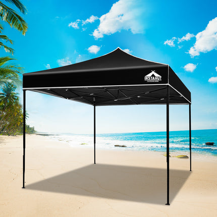 Instahut Gazebo Pop Up Marquee 3x3m Folding Tent Wedding Outdoor Camping Canopy Gazebos Shade Black.