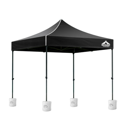 Instahut Gazebo Pop Up Marquee 3x3 Folding 500D Wedding Tent Base Pod Black.