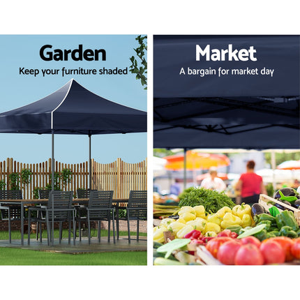 Instahut Gazebo Pop Up Marquee 3x3m Folding Tent Wedding Outdoor Camping Canopy Gazebos Shade Navy.