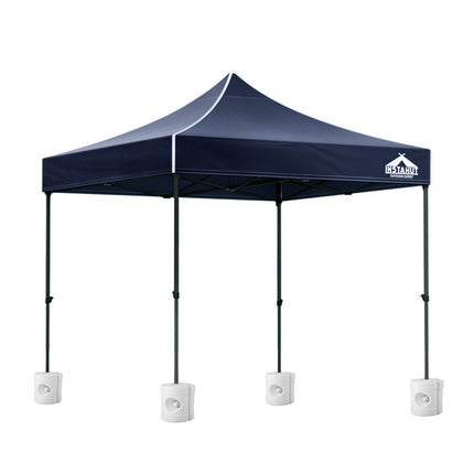 Instahut Gazebo Pop Up 3x3m w/Base Podx4 Marquee Folding Outdoor Wedding Camping Tent Shade Canopy Navy.