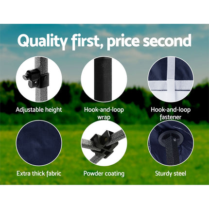 Instahut Gazebo Pop Up 3x3m w/Base Podx4 Marquee Folding Outdoor Wedding Camping Tent Shade Canopy Navy.