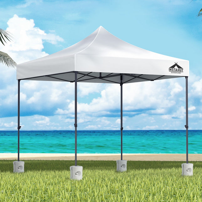 Instahut Gazebo Pop Up 3x3m w/Base Podx4 Marquee Folding Outdoor Wedding Camping Tent Shade Canopy White.