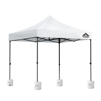 Instahut Gazebo Pop Up 3x3m w/Base Podx4 Marquee Folding Outdoor Wedding Camping Tent Shade Canopy White.