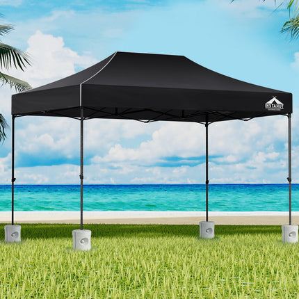 Instahut Gazebo Pop Up Marquee 3x4.5 Folding 500D Wedding Tent Base Pod Black.